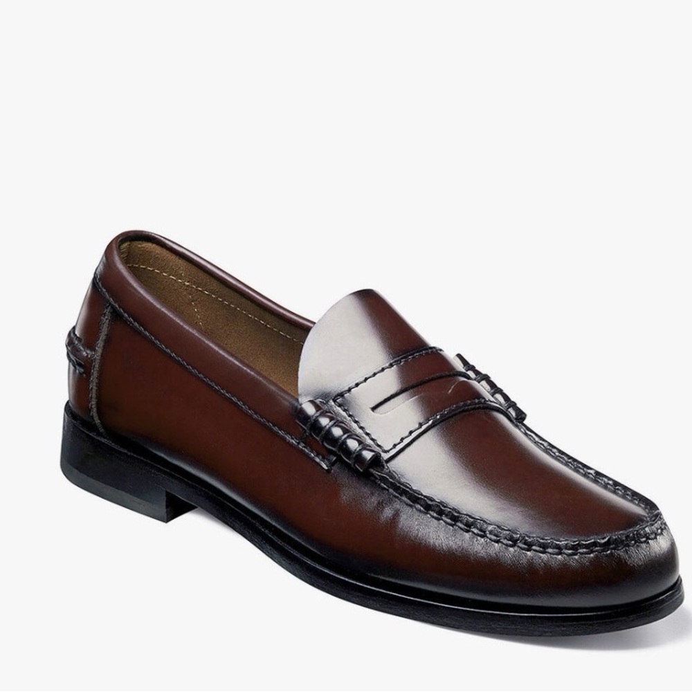 Florsheim BERKLEY Moc Toe Penny Loafer in Burgundy Size 8.5 3E Wide